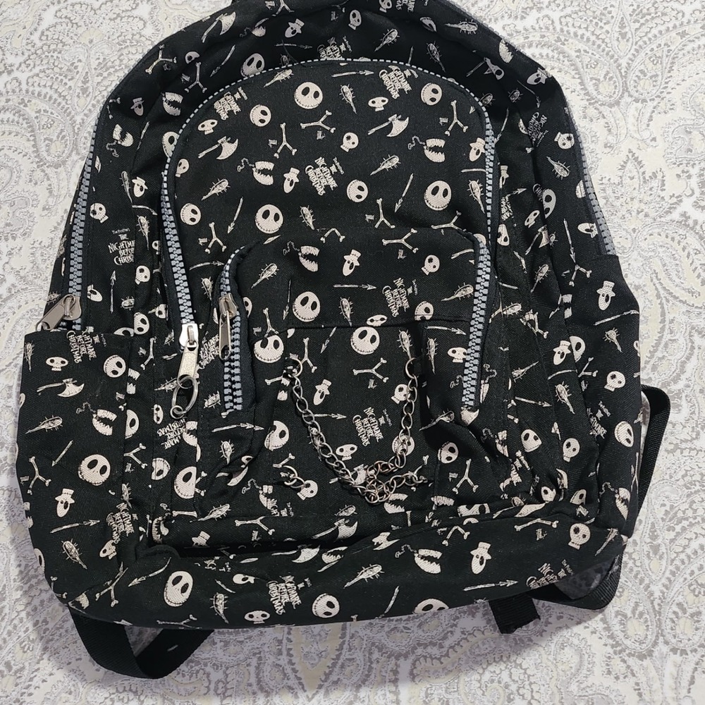 Disney Parks Nightmare Before Xmas Jack Skellington Chain Backpack Black 16"